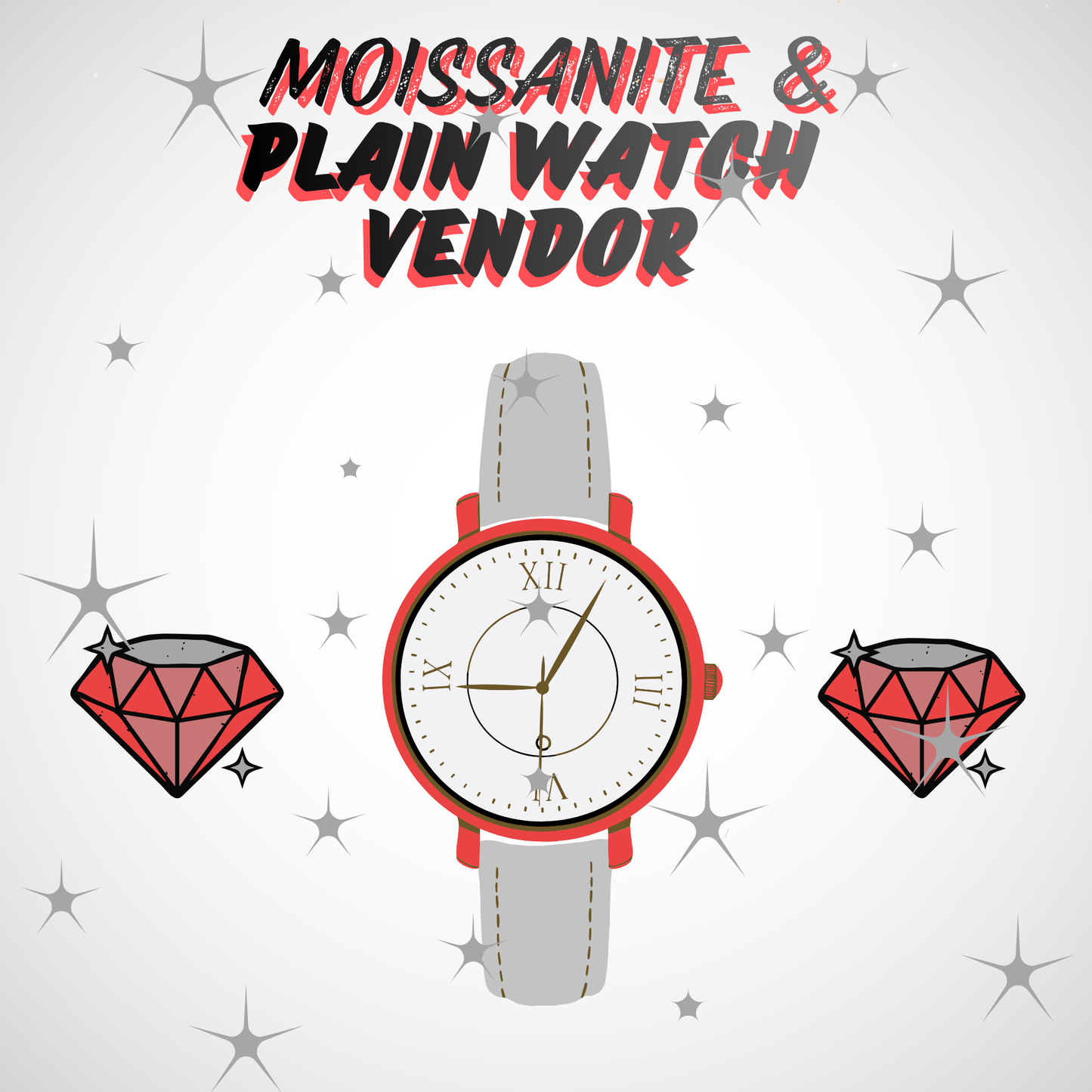 Moissanite & Plain Watch W/ BONUS Vendor